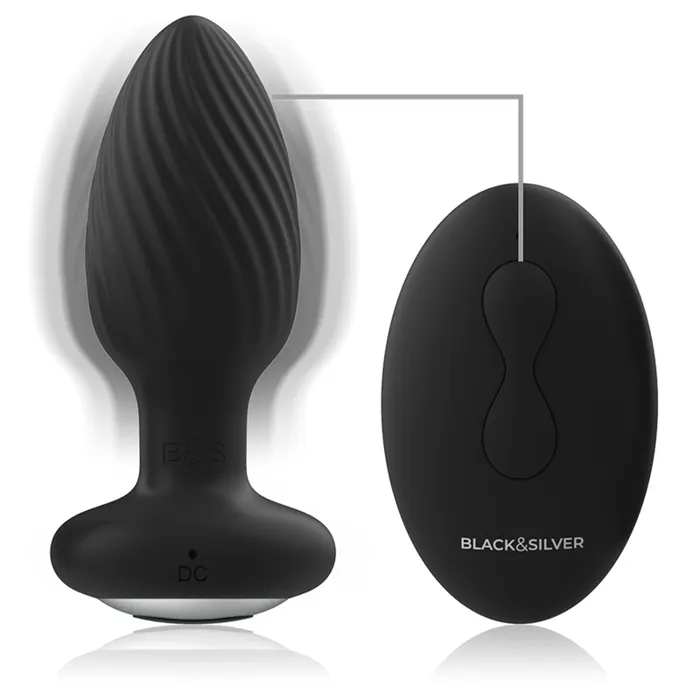 Anal | Black&Silver Plug Anale Vibrante e Roteante con Telecomando Wireless