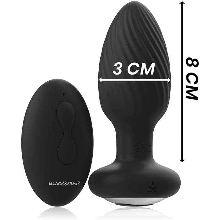 Anal | Black&Silver Plug Anale Vibrante e Roteante con Telecomando Wireless