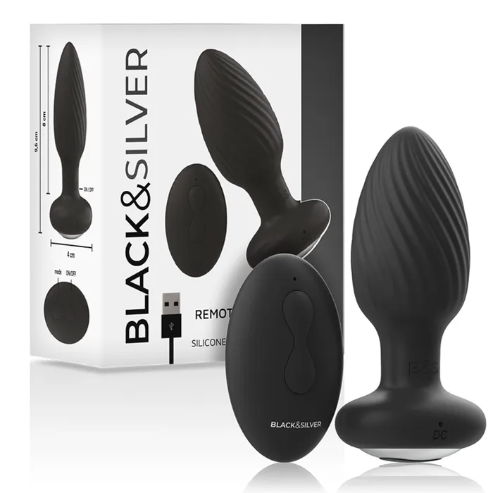 Anal | Black&Silver Plug Anale Vibrante e Roteante con Telecomando Wireless