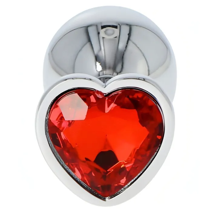 Anal | Plug anale in metallo con swarovsky a forma di cuore - Rosso, Medium - Toyz4lovers