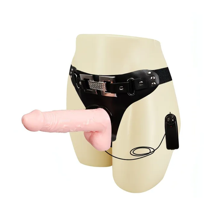 Baile Female Sex Toys | Strap-on realistico con testicoli e vibrazione, multispeed - Rosa Carne