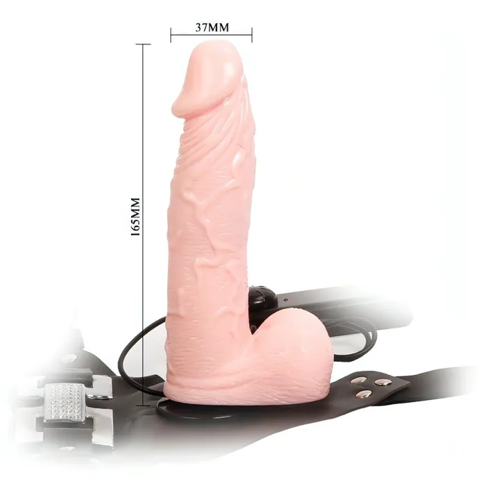 Baile Female Sex Toys | Strap-on realistico con testicoli e vibrazione, multispeed - Rosa Carne