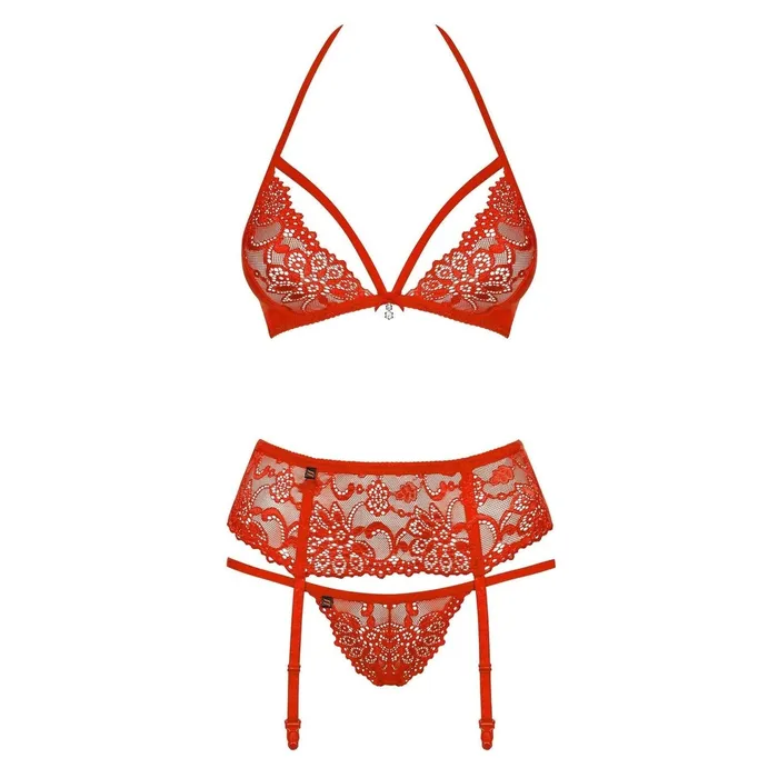 Completino Sexy Rosso 3 Pezzi - S/M | Obsessive Vibrators