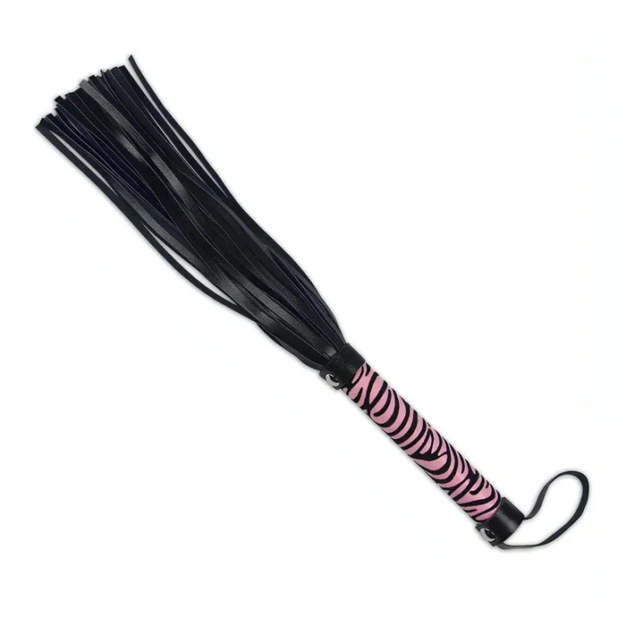 Female Sex Toys | Lovetoy Frustino leggero con frange in pelle scamosciata, manico zebrato - Rosa