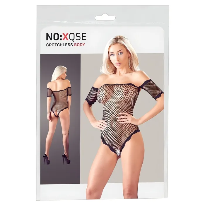 Female Sex Toys | NO:XQSE Body mezza manica a rete nero con apertura inguinale - Taglia Unica