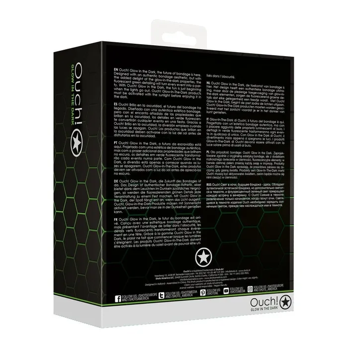 Hand & Ankle Cuffs with Hogtie - GitD - Neon Green/Black | Ouch! Anal
