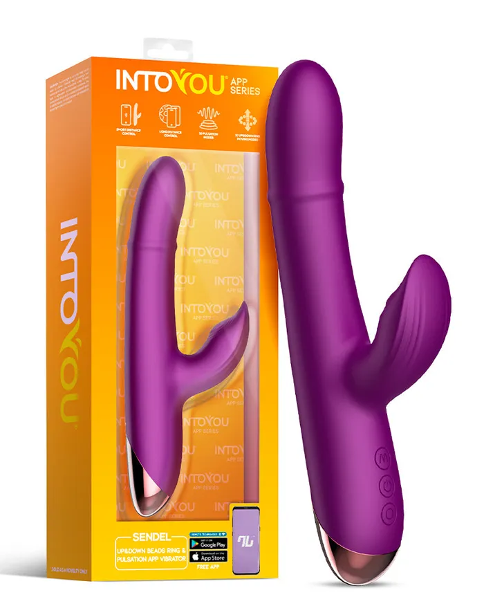 Intoyou Intoyou - Sendel - Rabbit Vibrator met Bewegende Kralenring en App Control - Paars | Female Sex Toys