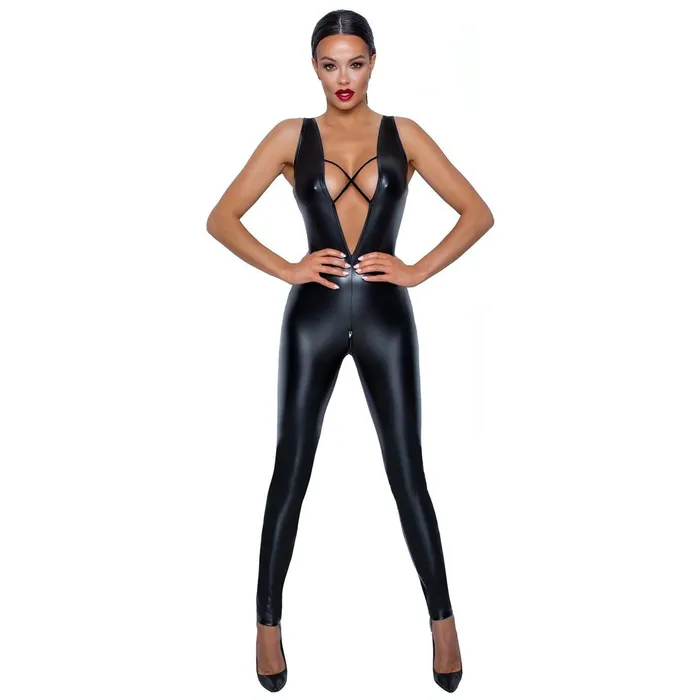 Jumpsuit aderente con cinturini di velluto incrociati Nero Opaco Taglia M Noir Vibrators