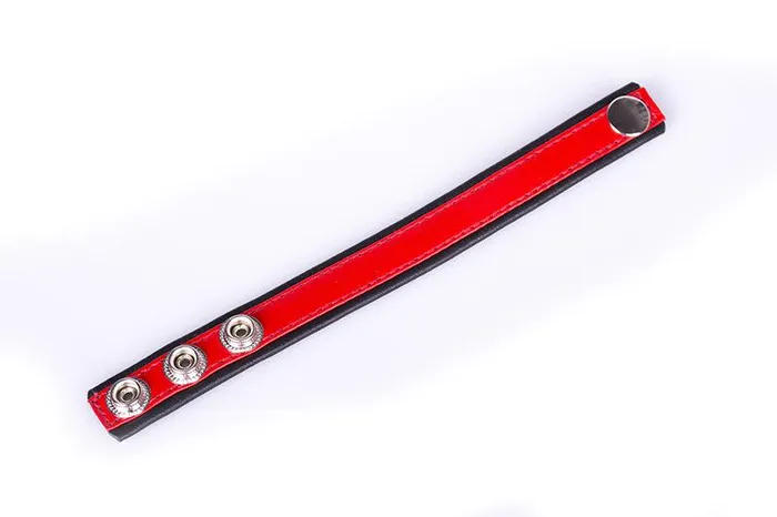 Kiotos Kiotos Leather - Leren Cock strap - Zwart/Rood | Female Sex Toys Kiotos Kiotos Leather - Leren Cock strap - Zwart/Rood | Female Sex Toys