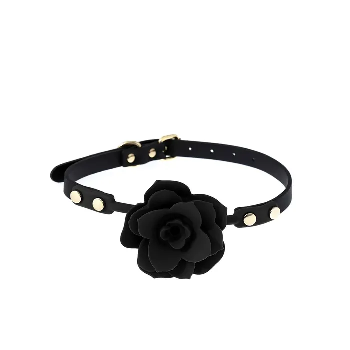 Kiotos Restraints | Kiotos Leather - Gag Siliconen Roos - Zwart Kiotos Restraints | Kiotos Leather - Gag Siliconen Roos - Zwart