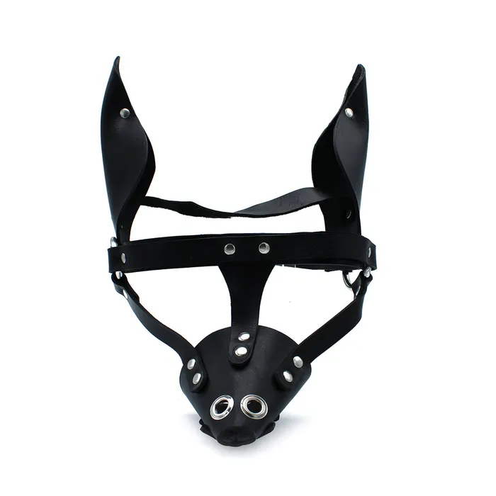 Kiotos - Zwart Lederen Hondenmasker met Oren en Snuit | Kiotos Vibrators