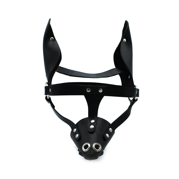 Kiotos - Zwart Lederen Hondenmasker met Oren en Snuit | Kiotos Vibrators