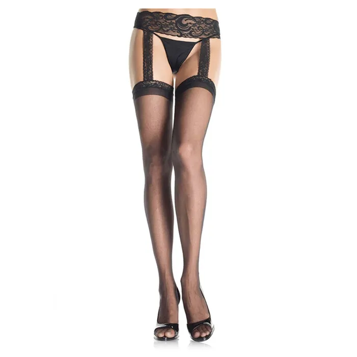 Leg Avenue Sheer Thigh High With Lace Garter Belt Other Hosiery