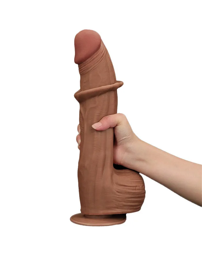 Lovetoy Dildos | Lovetoy - Dildo - Sliding Skin Dildo - Lengte 31 cm - Bruin