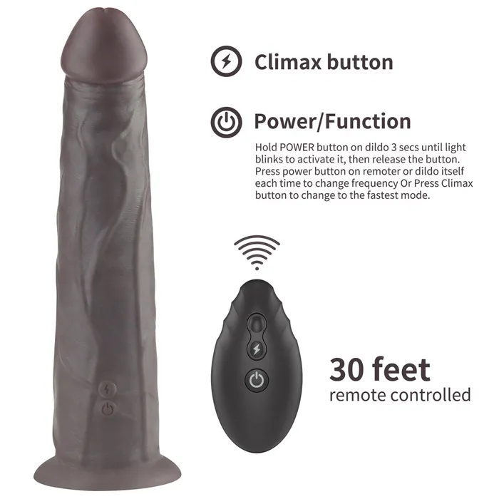 Lovetoy Female Sex Toys | Fallo Ultra Realistico con 10 modalità di vibrazione e rotazione - Silicone, Comando Wireless - Nero, 9''