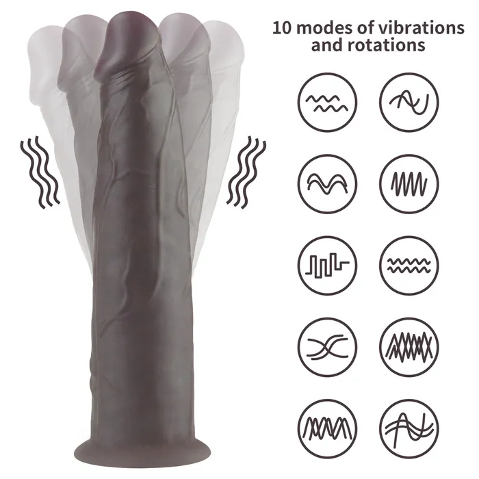 Lovetoy Female Sex Toys | Fallo Ultra Realistico con 10 modalità di vibrazione e rotazione - Silicone, Comando Wireless - Nero, 9''