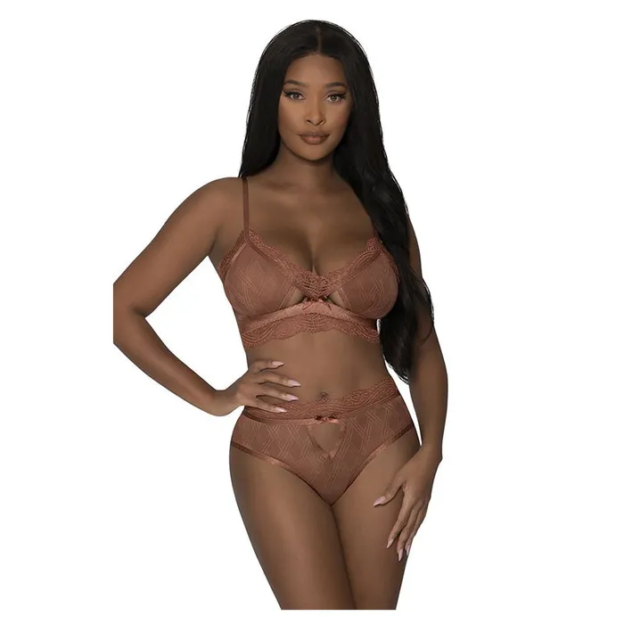 Magic Silk Female Sex Toys Caramel Kiss Bralette And Open Back G Panty