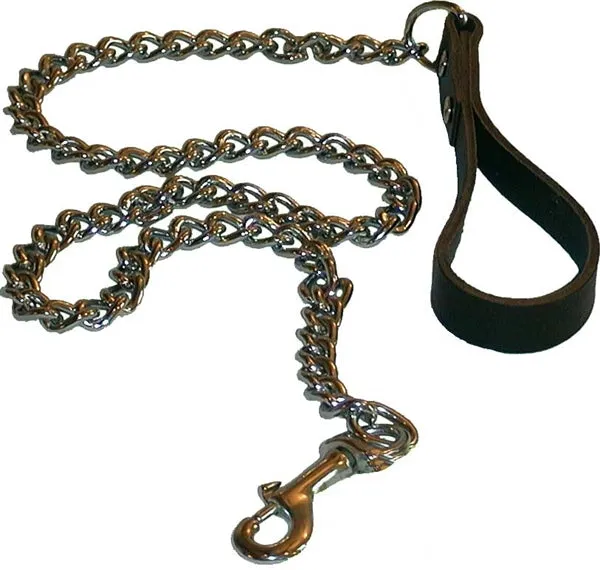 Mister B Hondenketting Metalen ketting met leren handvat Dog Leash Chain Mister B Vibrators