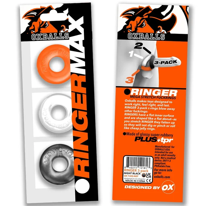Oxballs - Ringer MAX - Cockring - 3 stuks - Transparant/Metallic/Oranje | Oxballs (D) Vibrators