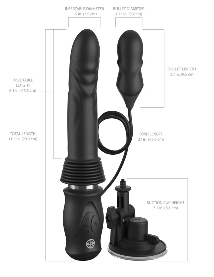 Pipedream Female Sex Toys | Pipedream - Fetish Fantasy - Ultimate Silicone Thruster - Stotende Vibrator met Handvat - Zwart