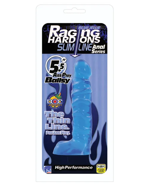 Raging Hard Ons Vibrators Raging Hard Ons Slimline 55 Ballsy Blue Jelly