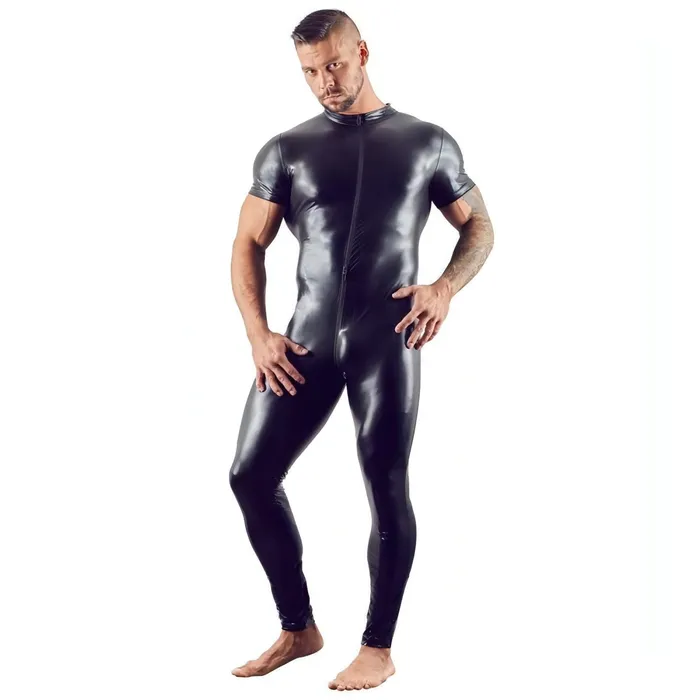 Vibrators Svenjoyment Jumpsuit Uomo Nero Lucida con ZIP a 3 versi Taglia M