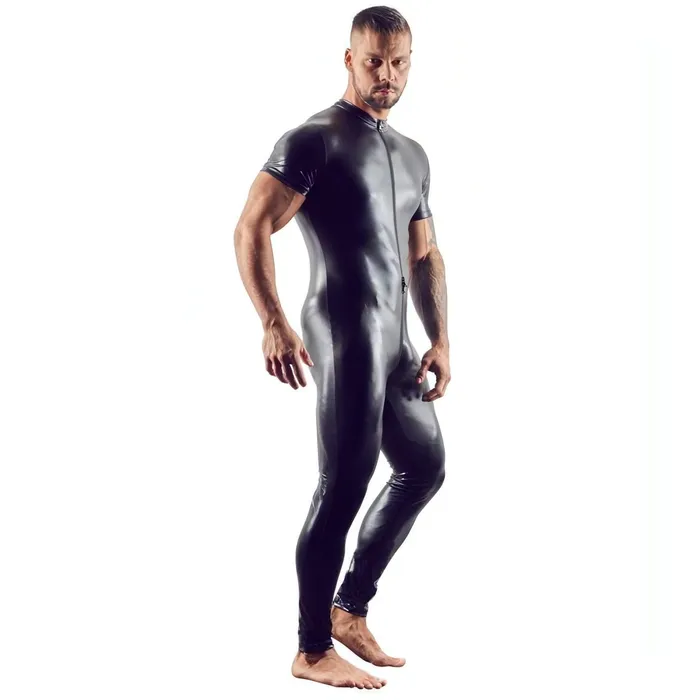 Vibrators | Svenjoyment Jumpsuit Uomo Nero Lucida con ZIP a 3 versi - Taglia M